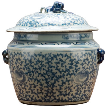 Round Basin with Lid - Classic Blue and White