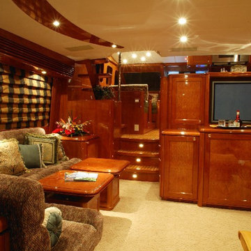 Yacht Living Room Area With Lighting Control and Communication Systems