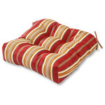 Greendale Home Fashions - Outdoor 20" Chair Cushion, Roma Stripe - Enhance the look and feel of your patio furniture with this Greendale Home Fashions 20 inch outdoor dining cushion. This cushion fits most standard outdoor furniture, and comes with string ties to keep cushion firmly in place. Circle tacks create secure compartments which prevent cushion fill from shifting. Each cushion is overstuffed for lasting comfort and durability with a soft polyester fill made from 100% recycled, post-consumer plastic bottles, and covered with a UV resistant, 100% polyester outdoor fabric. This cushion is also water, stain, and mildew resistant. A variety of colors and prints are available to enhance your outdoor decor.