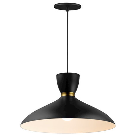 Maxim Lighting Carillon 1-Light 16" Pendant, Black/Satin Brass, 11304BKSBR