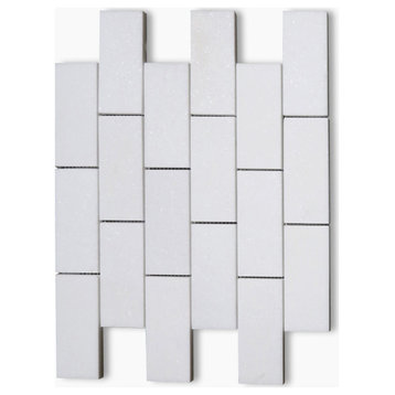 Thassos White Marble 2x4 Brick Subway Mosaic Tile Honed, 1 sheet