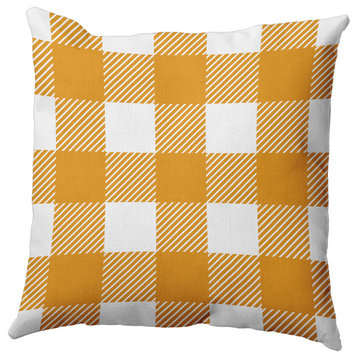 Buffalo Plaid Indoor/Outdoor Throw Pillow, Golden Mustard, 18"x18"