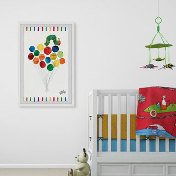"Caterpillar on Balloons" Framed Painting Print