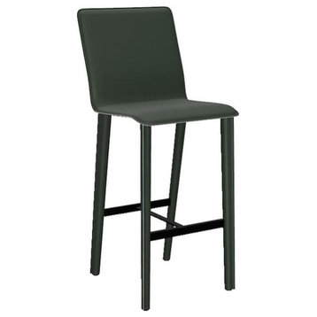 Perugia Top Grain Leather Bar Stool, Norden Leather, Deep Green