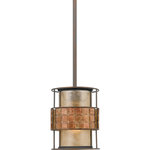 Quoizel - Quoizel MC842PRC Laguna 1 Light Mini Pendant in Renaissance Copper - This mica piece is an addition to the Quoizel Naturals collection and features a mosaic tile stripe which appears to be floating around a taupe mica shade. The tiles have a coppery shimmer for an added touch of elegance. It provides a warm and inviting accent for most any home.