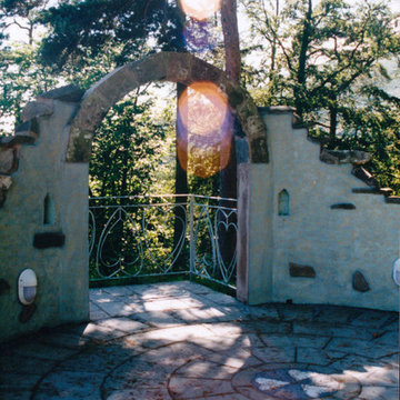 Stone/ brick etc landscape elements.