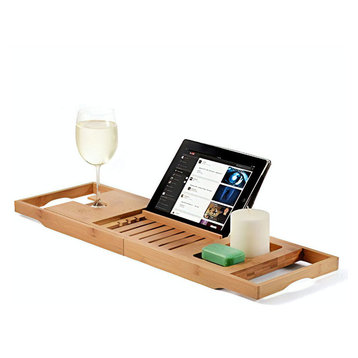 Bambusi By Belmint 100% Bamboo Bathtub Caddy With Extendable Sides