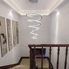 La Penne | Long Spiral Hanging Crystal Golden Chandelier, Silver, Dia31.5xh82.7", Cool Light, Non-Dimmable