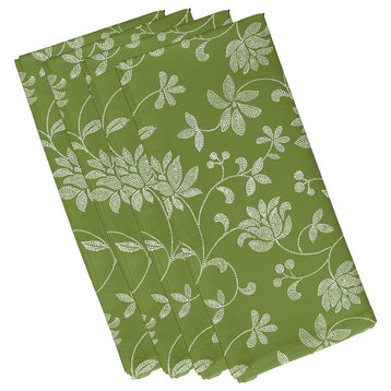 Traditional Floral, Floral Print Napkin, Green, Set of 4