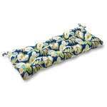 Greendale Home Fashions - Outdoor 44" Swing and Bench Cushion, Marlow Blue Floral - Enhance the look and feel of your patio furniture with this Greendale Home Fashions 44 inch outdoor swing/bench cushion. This cushion comes with string ties to keep the cushion firmly in place, and a circle tufted construction to prevent fill from shifting and bunching. Each cushion is overstuffed for extra comfort and durability with 100% recycled, post-consumer plastic bottles. Covered with a UV resistant, 100% polyester outdoor fabric, these cushions are resistant to water, stains, fading and mildew. A variety of colors and prints are available to enhance your outdoor decor.