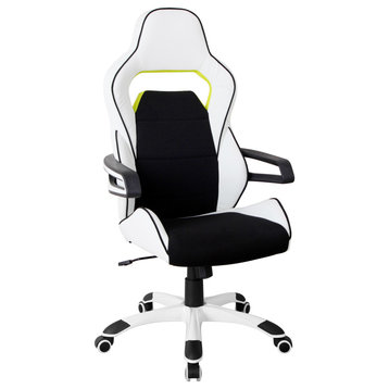 Techni Mobili Ergonomic Essential Racing Style Home and Office Chair, White