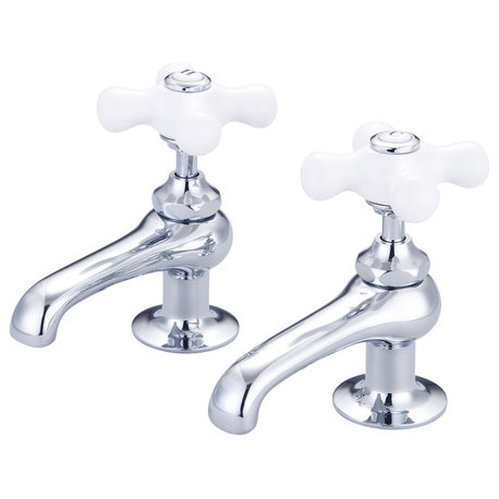 Vintage Classic Basin Lavatory Faucet, Chrome, Cross Handles