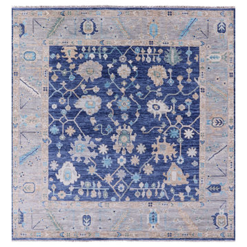 9' Square Hand Knotted Turkish Oushak Wool Rug - Q13303