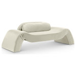 Meridian Furniture - Austin Upholstered Loveseat, Cream, Velvet, Loveseat - Dare to be different with the Austin cream velvet loveseat. Its avant-garde design and luxurious velvet upholstery offer a truly unexpected seating experience. The loveseat is a modern marvel that redefines comfort and style with its innovative design to create a truly unforgettable piece.