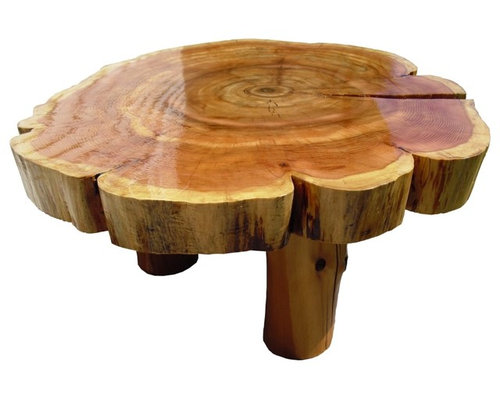 Hand Made Natural Edges Cedar Wood Slab Coffee Tables - Shiny Coffee Table - Coffee Tables