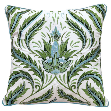 Green Morris Thistle Pattern Indoor/Outdoor Throw Pillow