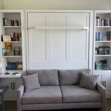 Shaker Sofa Murphy Wall Bed with Lighted Shelf Leg and Side Pier Cabinets