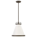 Hinkley - Hinkley Lark One Light Pendant 4997OZ - One Light Pendant from Lark collection in Oil Rubbed Bronze finish. Number of Bulbs 1. Max Wattage 100.00 . No bulbs included. Simple, purposeful details are what make Collection an essential element to transitional or farmhouse decor. The off-white textured fabric shade is cut on the bias and banded on top and bottom in Lacquered Brass or Oil Rubbed Bronze rings with matching knobs, while a top strap ties the look together. A stem with swivel allows for easy rotation. Don`t let the clean lines deceive, Collection is purely upscale in design. No UL Availability at this time.
