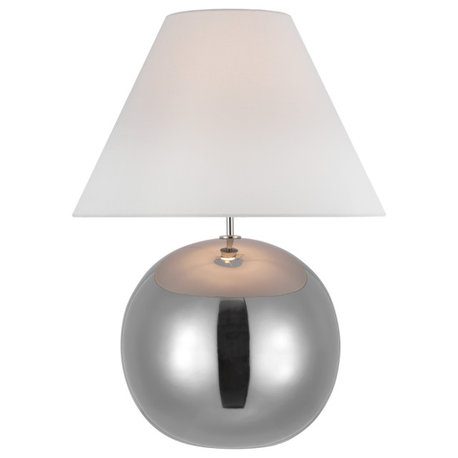 Brielle Large Table Lamp in Silver with Linen Shade