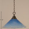1-Light Chain Hung Pendant, Dark Granite/Teal Crystal