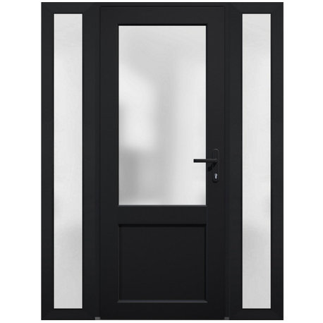 Exterior Prehungdoor Frosted Glass Manux 8422 Matte Black 2 Side Exterior