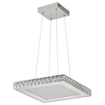 Square Clear Crystal LED Light, Stainless Steel Frame, Beaded Crystal Cover