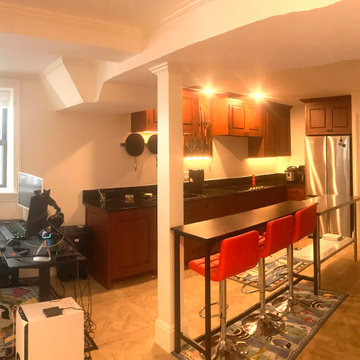 Wide Angle View of Kitchen and Eating Area