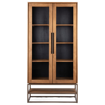 Natural Wooden 2-Glass Door Cabinet, dBodhi Karma