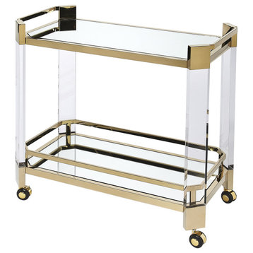 Butler Charlevoix Acrylic and Gold Serving Cart