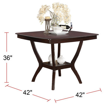 Enrica Dark Brown Wood Counter Height Table