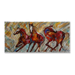 Wild Mustang Horses Steel Wall Art - Paintings