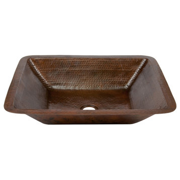 Rectangle Under Counter Hammered Copper Bathroom Sink, Oil Rubbed Bronze