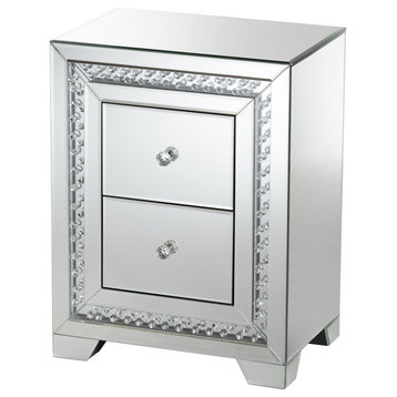 Lola Hollywood Regency Glamour Mirrored 3-Drawer Nightstand Bedside Table