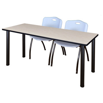 60 x 24 Kee Training Table- Maple/ Black & 2 'M' Stack Chairs- Grey