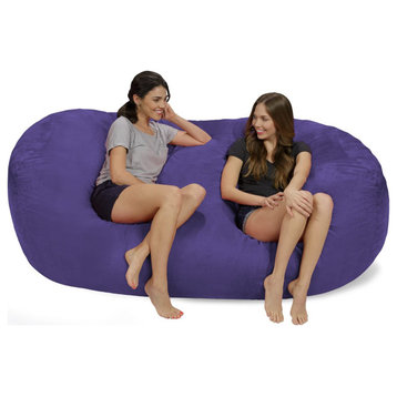 Modern Bean Bag Chair, Memory Foam With Micro suede Cover, Purple