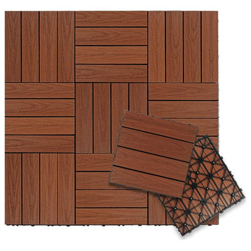 1'x1' Quick Deck Outdoor Composite Deck Tile, Honduran Mahogany