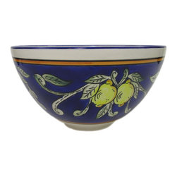 Le Souk Ceramique - Deep Stoneware Salad Bowl Citronique Design - Serving And Salad Bowls