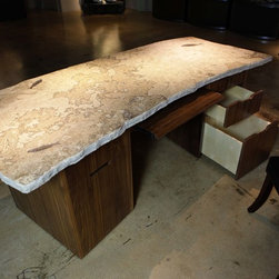 Desk made from 50 million year old fossil slab - Desks And Hutches