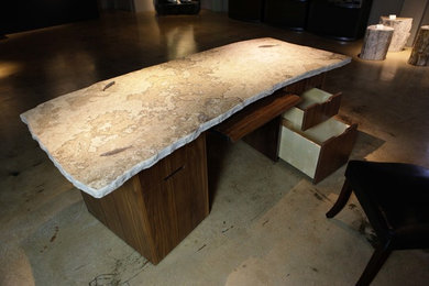 Desk made from 50 million year old fossil slab