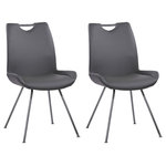 Armen Living - Coronado Dining Chair, Gray Powder Coated Finish and Gray Faux Leather, Set of 2, Gray - The Armen Living Coronado contemporary armless dining chair is a wonderful choice for any modern household. Ideal for the dining room, but great as additional seating around the home, the Coronado sports a Grey Powder Coat finish metal frame that assures durability without detracting from the chair's stylish appearance. The Coronado's tall back design includes a handle, facilitating easy transportation from room to room. The chair's 4 leg base includes floor protectors, assuring that the Coronado will not slip on or scratch hardwood floors when moved. Pair the Coronado dining chair with the bench, dining table, and barstool of the same name to create a cohesive home decor experience. The stylish Coronado is available in two upholstery styles; Grey Faux Leather and Pewter Fabric. Sold in a set of 2.