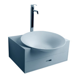 ADM Bathroom Design - ADM Circular Wall Mounted Sink, White, 24" - Bathroom Sinks