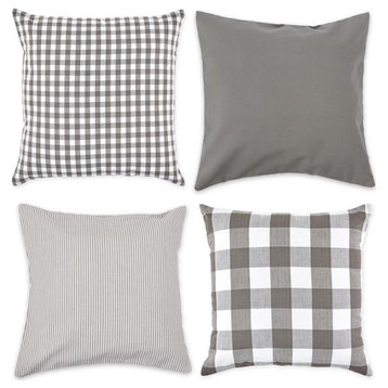 DII 18x18" Modern Cotton Assorted Pillow Cover in Gray/White (Set of 4)