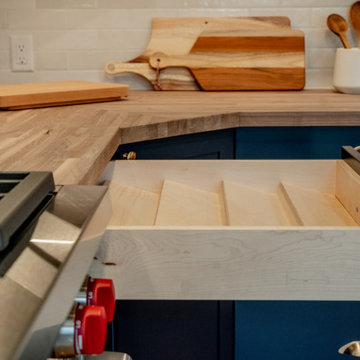 Custom Tiered Spice Drawer and Built-in Cabinet Organization