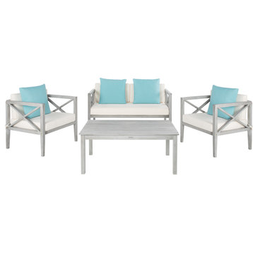 Nunzio Outdoor Sofa Set - Gray Wash, White, Light Blue