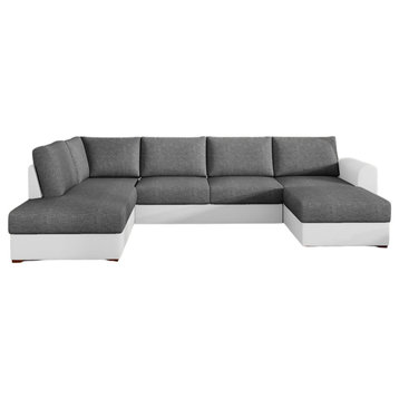 ANTONIO Sectional Sleeper Sofa, White/Grey, Rigth Facing