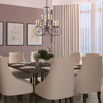 SOHO Collection 12-Light 32" Dark Rust Chandelier with Hand Polished Crystal