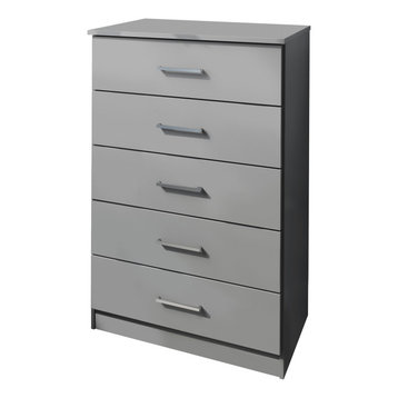100% Solid Wood Metro 5-Drawer Chest, Gray