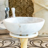 Carrara White Natural Stone Marble Vessel Sink Polished (D)16" (H)6"