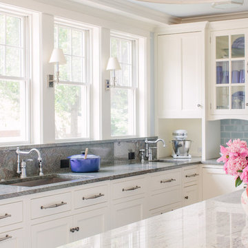Wall of windows in kitchen