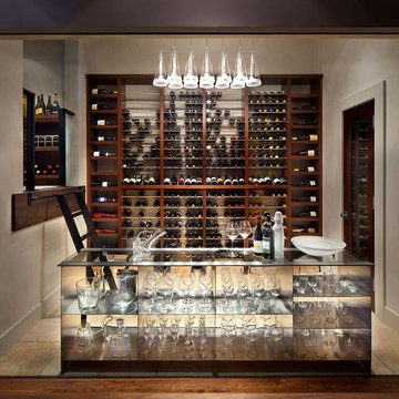 Gourmet Kitchens: wine cellar facing the Kitchen